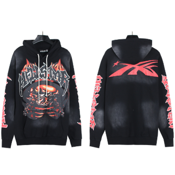 Hellstar Distressed Terry Cloth High Street Retro Hooded Sweatshirt
